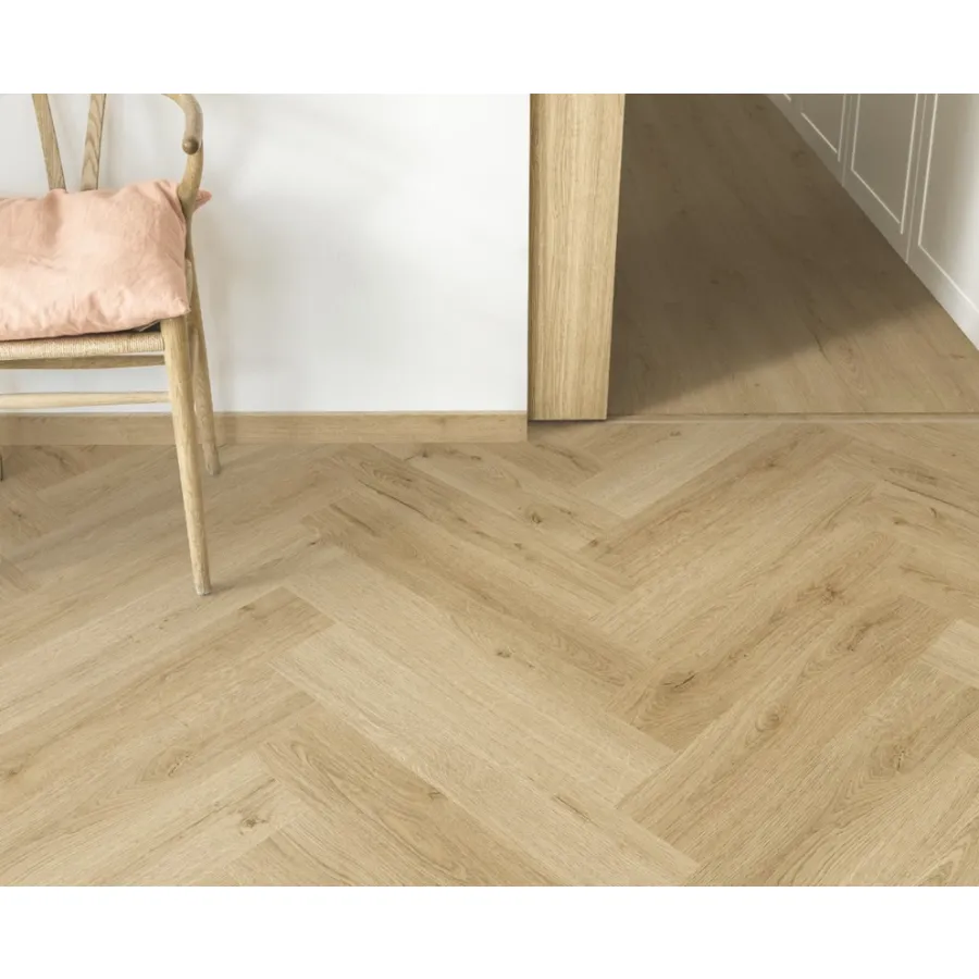 Quick Step panel winylowy ze zintegrowanym podkładem Alpha Ciro Jodełka botaniczny beż AVHBU40362